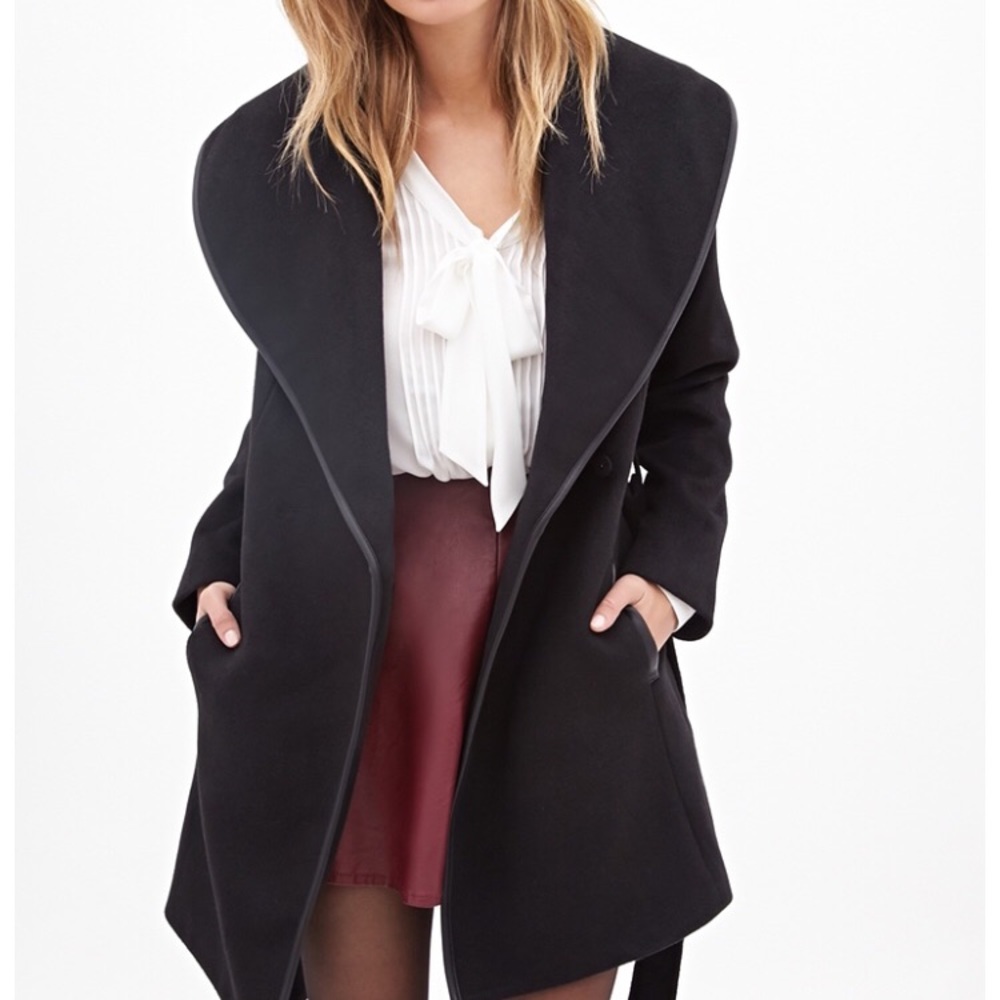 Forever 21 leather trim wrap winter coat